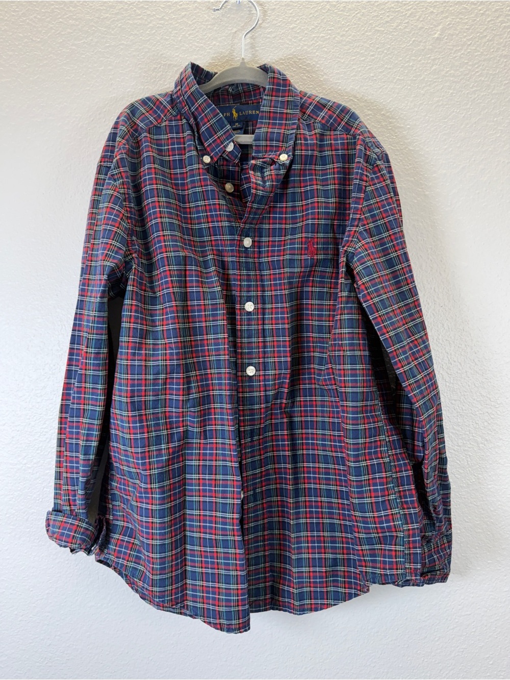 Ralph Lauren Red and Navy Plaid Button-Down Shirt